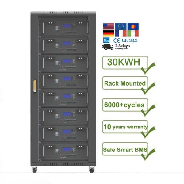 48V 30Kw Rack Mounted Lithium Battery 51.2V 600Ah 30Kwh Solar Lifepo4 Battery Pack Price