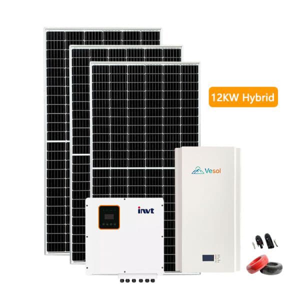 Vesol 5KW 8KW 12KW Hybrid Solar System for EU/US with High Voltage Battery Storage System