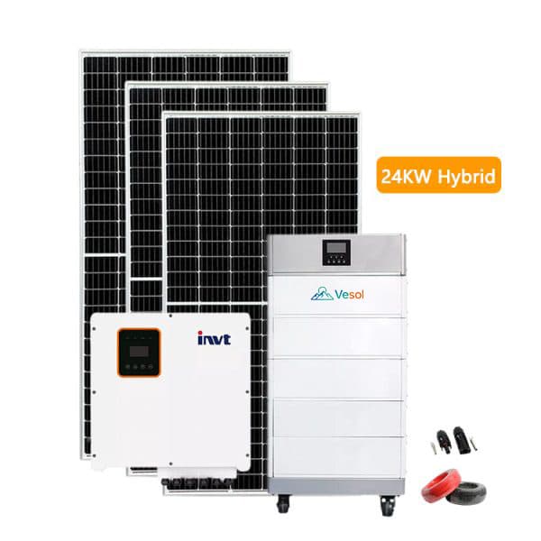 Vesol 20KW 24KW 30KW Hybrid Solar System for EU/US with High Voltage Battery Storage System